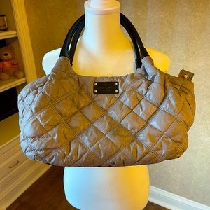 Kate Spade Puffer-inspired Grey Handbag w/ Patent Details
